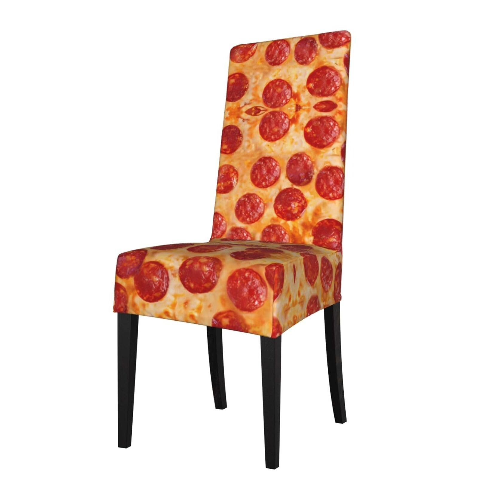 Yyhwhjde Black 3D Pizza Pepperoni Prints Dining Chair Throw Covers - Stretchable Spandex Slipcovers For Chair Protection & Refreshing Your Dining Room