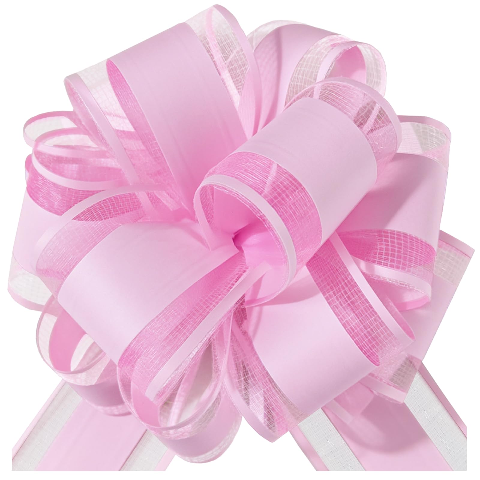 HHXUUAN Large Gift Wrap Macaron Pink Pull Bows with Clear Instructions.6pcs 6 InchDurable Organza Ribbon Bow for Hampers, Baskets, Wedding, Birthday & Present Decorations