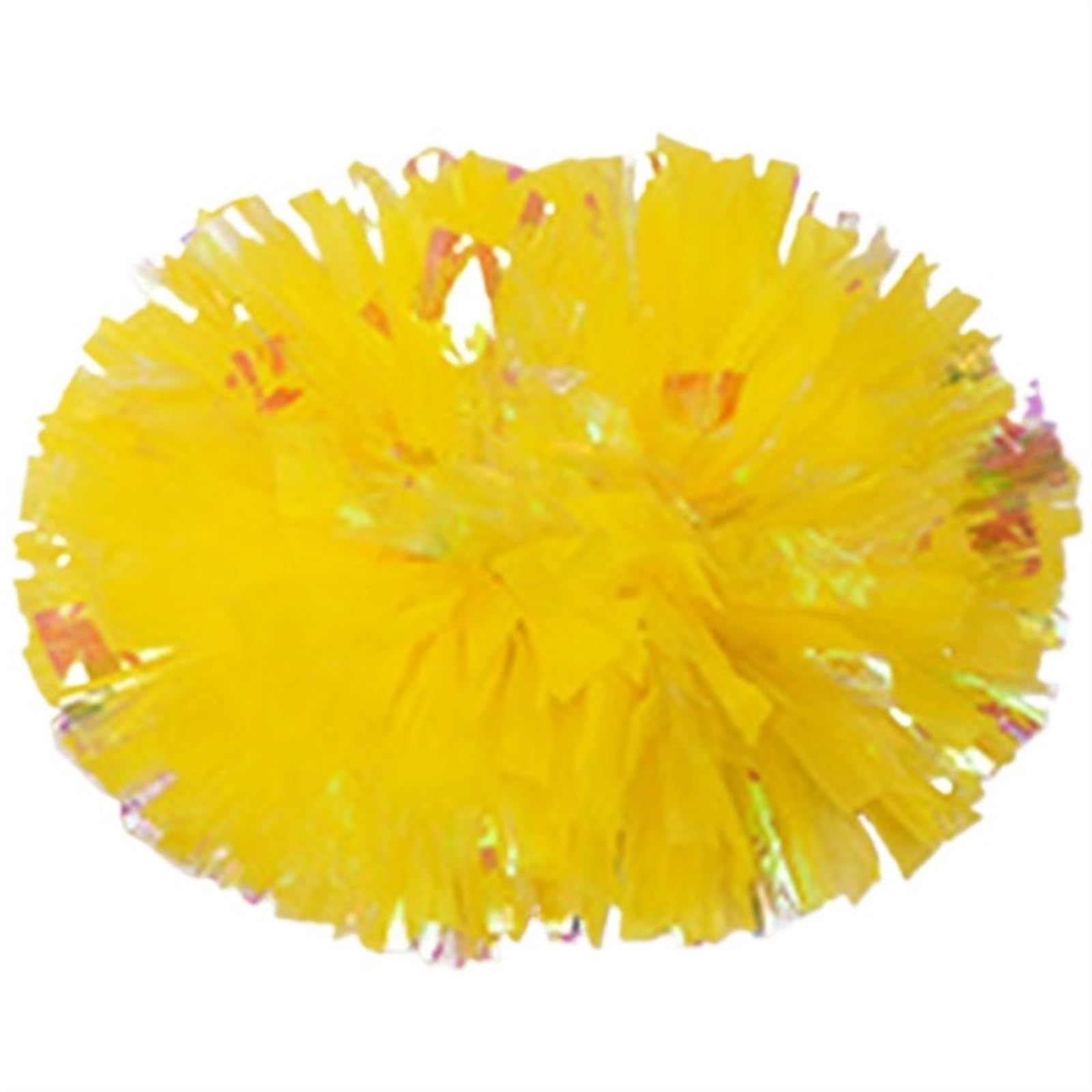 ZWCSHUU Cheerleader Pom Poms 2pcs Plastic Cheerleader Pom Poms Girl Cheer Refueling Props Cheerleading Baton Handle NonFading Pompoms(Yellow,35cm)