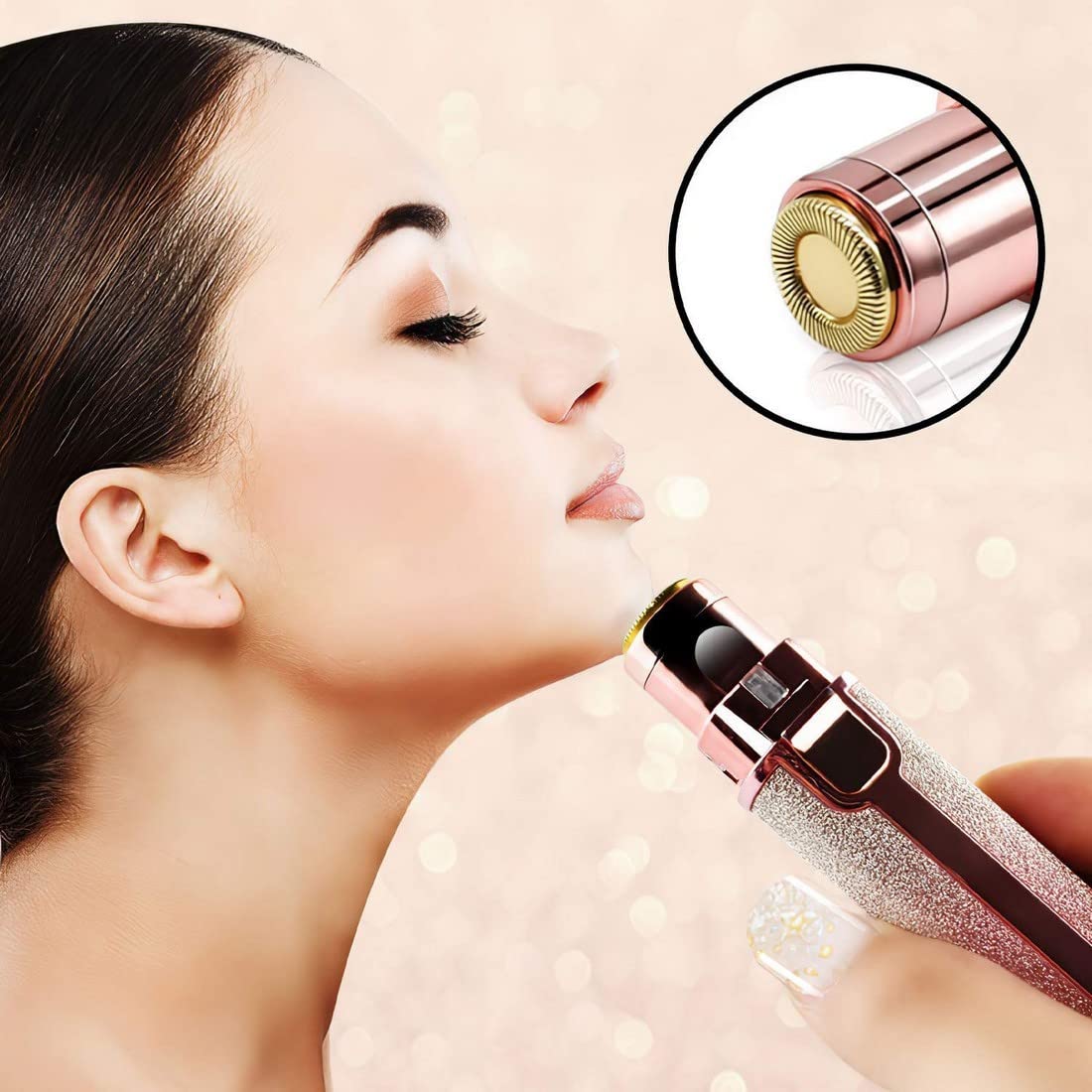 UGU ZONE 2 in 1 Portable eyebrow trimmer for women Painless Electric Rechargeble Eyebrow Trimmer for Women and Facial Hair Removal Machine with Light (USB-Rainbow) 4