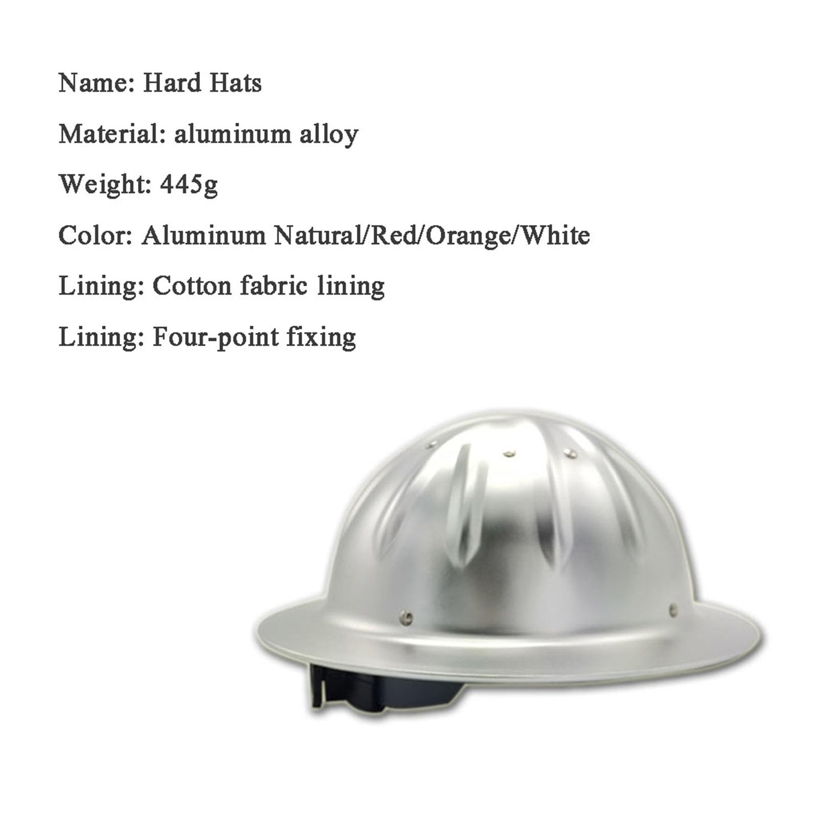 Aluminiumhelm Hochfester Helm 4-Punkt-Befestigung Helmoberseitenverstärkung Design mit Voller Krempe Geeignet for Baustahlminen (Orange)