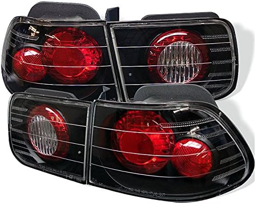 AKKON - For 1996-2000 Honda Civic 2Dr Coupe JDM Style Black Tail Lamps Brake Lights Pair W/Trunk Piece