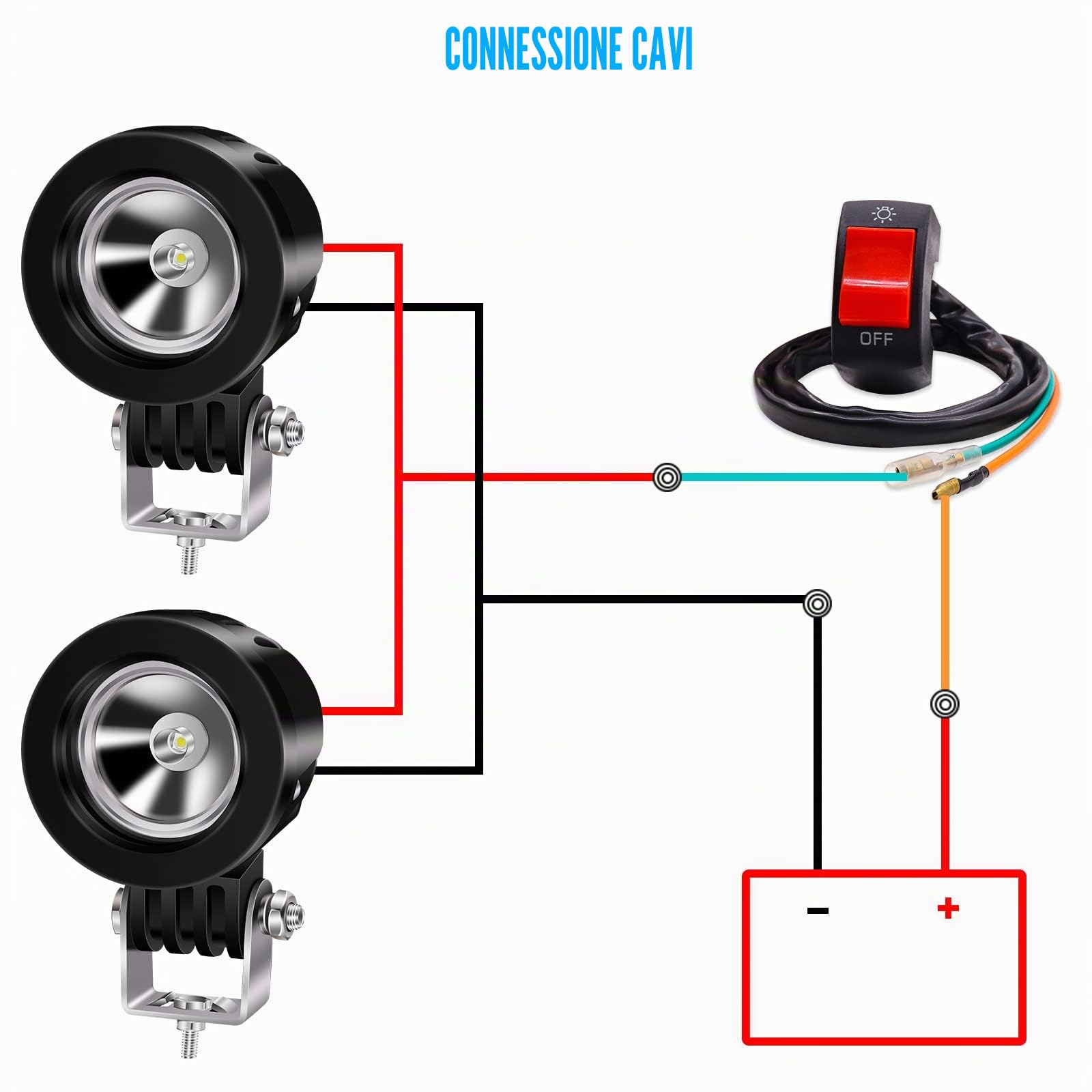 10W Faretti da Moto,Biqing 2Pcs Supplementare del Motociclo del LED Fendinebbia 12V 24V Faretti LED Fari Faro Moto LED Anteriore 6000K per Motor Offroad Truck Auto Barca Con Interruttore Moto 22mm