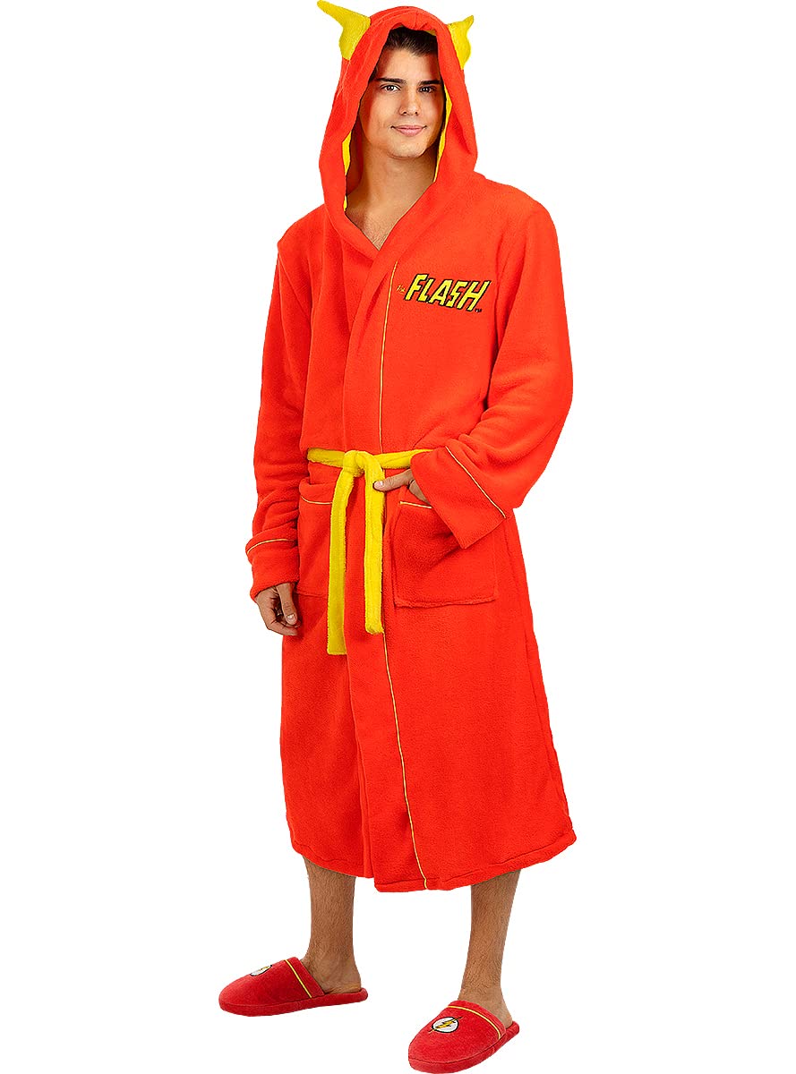 Funidelia | Bata de Flash para hombre Superhéroes, DC Comics - Accesorios & merchandising - Regalos originales para Navidad, cumpleaños y otras celebraciones - Talla L-XL - Rojo