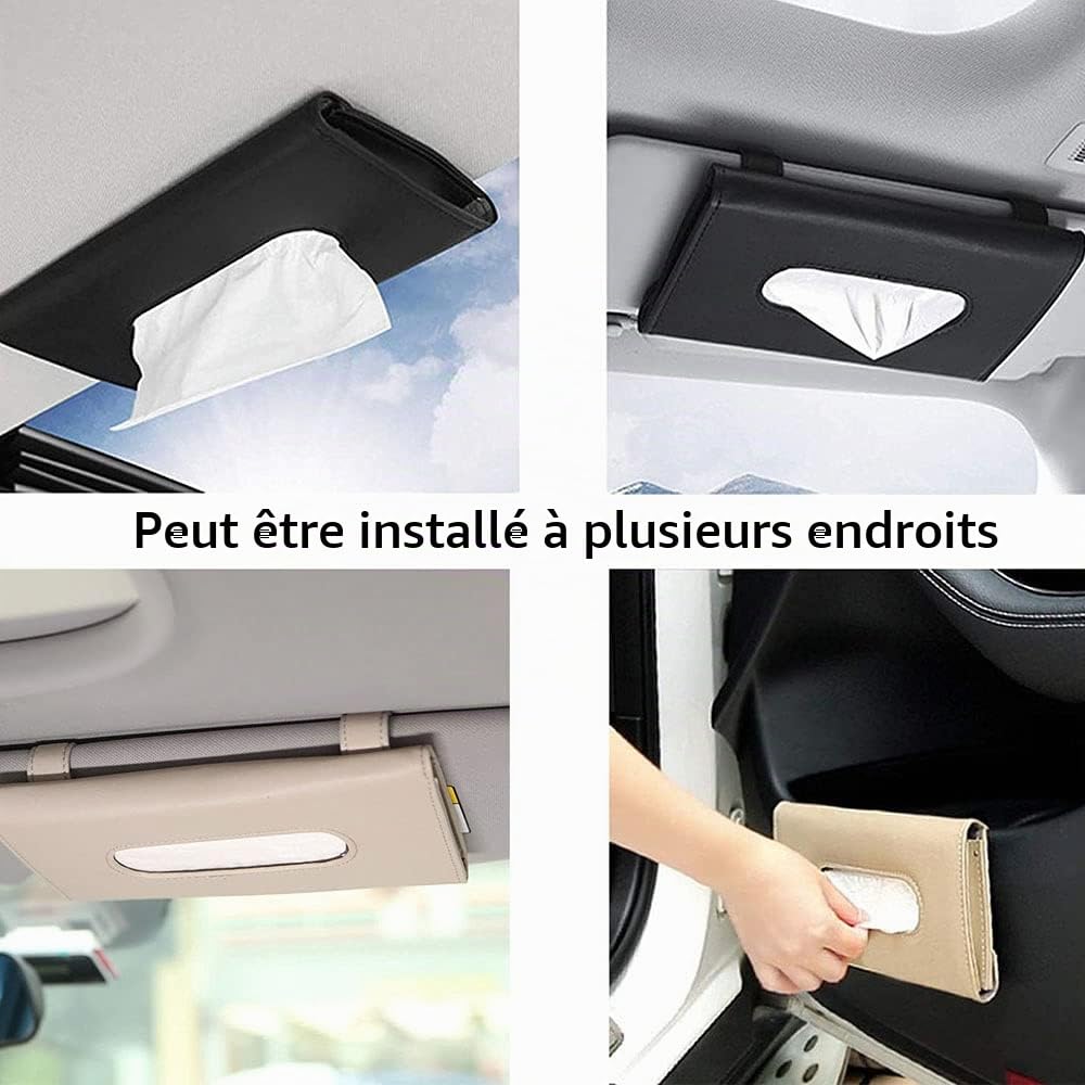 Lot de 2 boîtes à mouchoirs de voiture, porte-mouchoirs, support de papier de siège, boîte à mouchoirs de voiture, boîte à mouchoirs en cuir PU, organiseur de serviettes de siège arrière