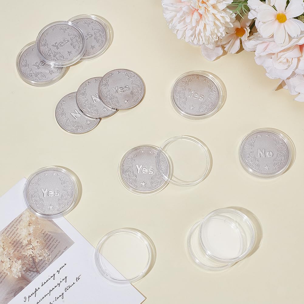 CRAFTYMELODY 10Pcs Alloy Yes/No Decision Coin Challenge Coin Decision Maker Flip Portable Double Sided Making Flipping Funny Heads and Tails for Man Women Party Game Holiday Office Platinum - Image 4