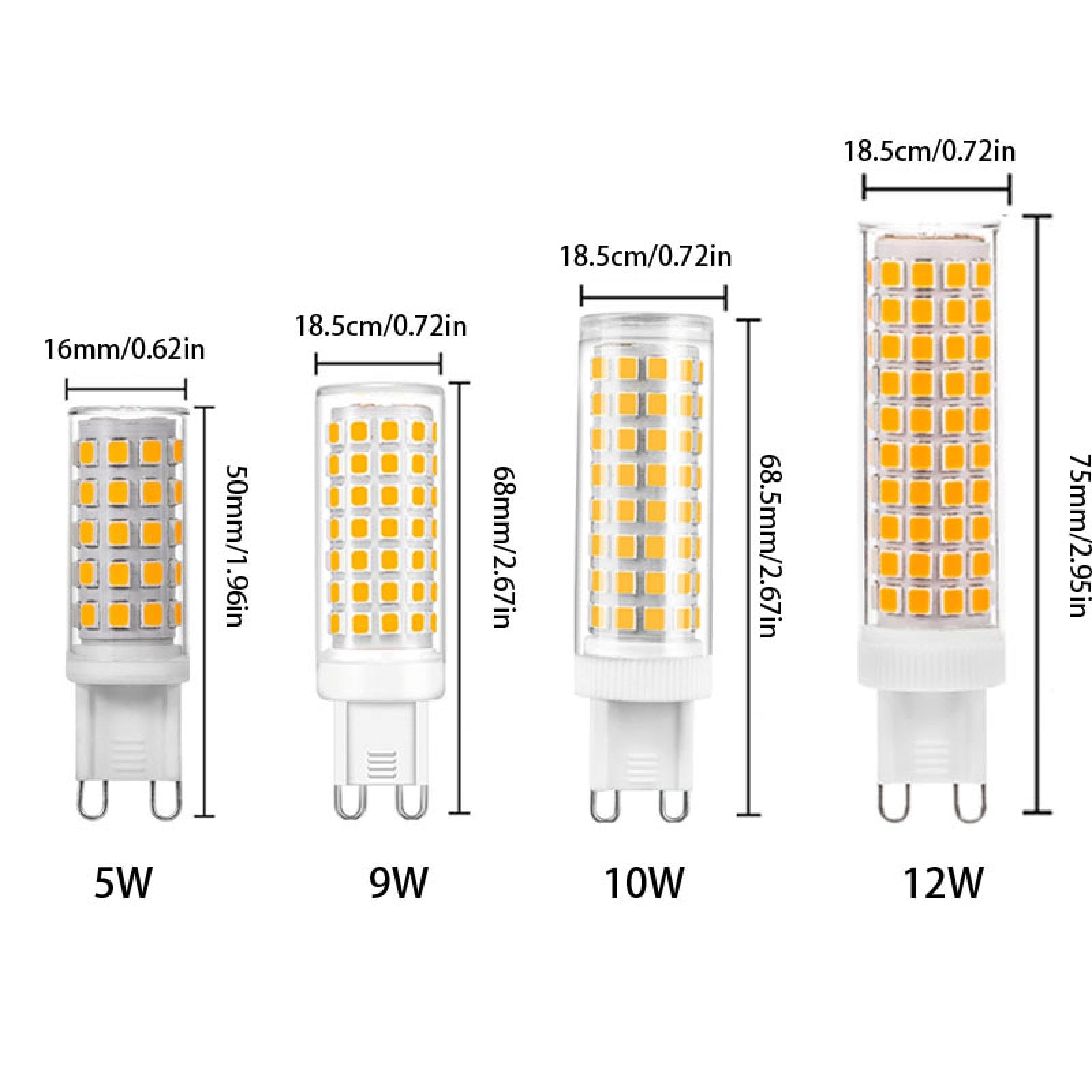 5W G9 Bombillas LED Llight 220V 9W 10W 12W G9 Bombilla LED Bi Pin Base Sin Parpadeo Blanco cálido para iluminación del hogar 10PC 12W blanco