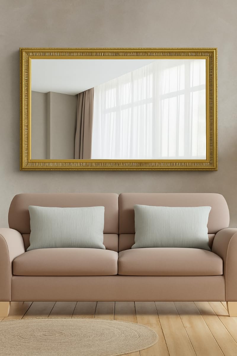 Mirroroutlet Gold Large Antique Style Wood Wall Mounted/Rectangle Mirror 5Ft7 X 3Ft7 171 X 111Cm