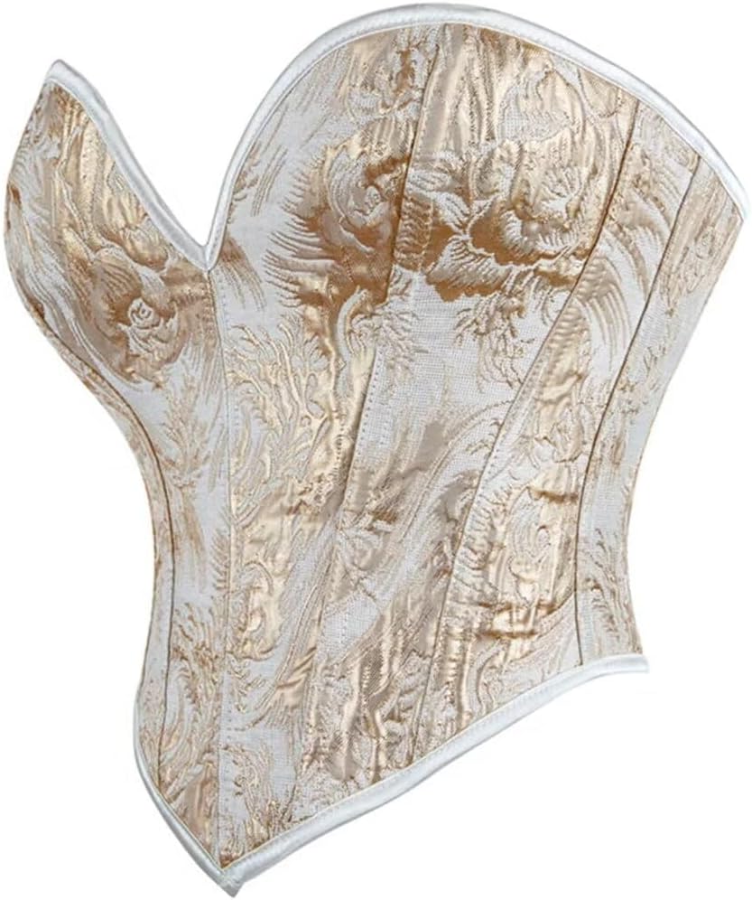 HEBEBRIDAL Victorian Renaissance Corset for Women Vintage Gothic Floral Print Overbust Bustier Tube Lace Up Party Crop Top - Image 3