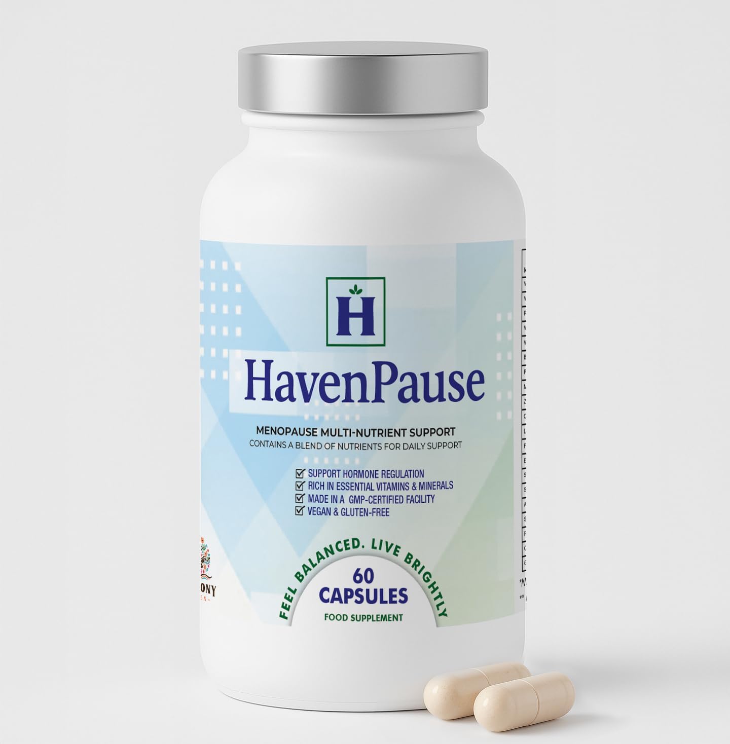 HavenPause Menopause Relief Supplement by Harmony Haven – Multi-Nutrient Natural Hot Flash & Night Sweat Support – Balance for Women – 1 Month Supply – Vegan Friendly