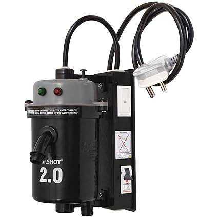 Mr.SHOT 2.0 WINNER India's first Dual Thermostat | Zero Leakage | Threaded Inlet and Outlet Service Friendly, Dual Color and Fitted with ISI Heating Element, MCB &ON/OFF SWITCH (Dark Grey)