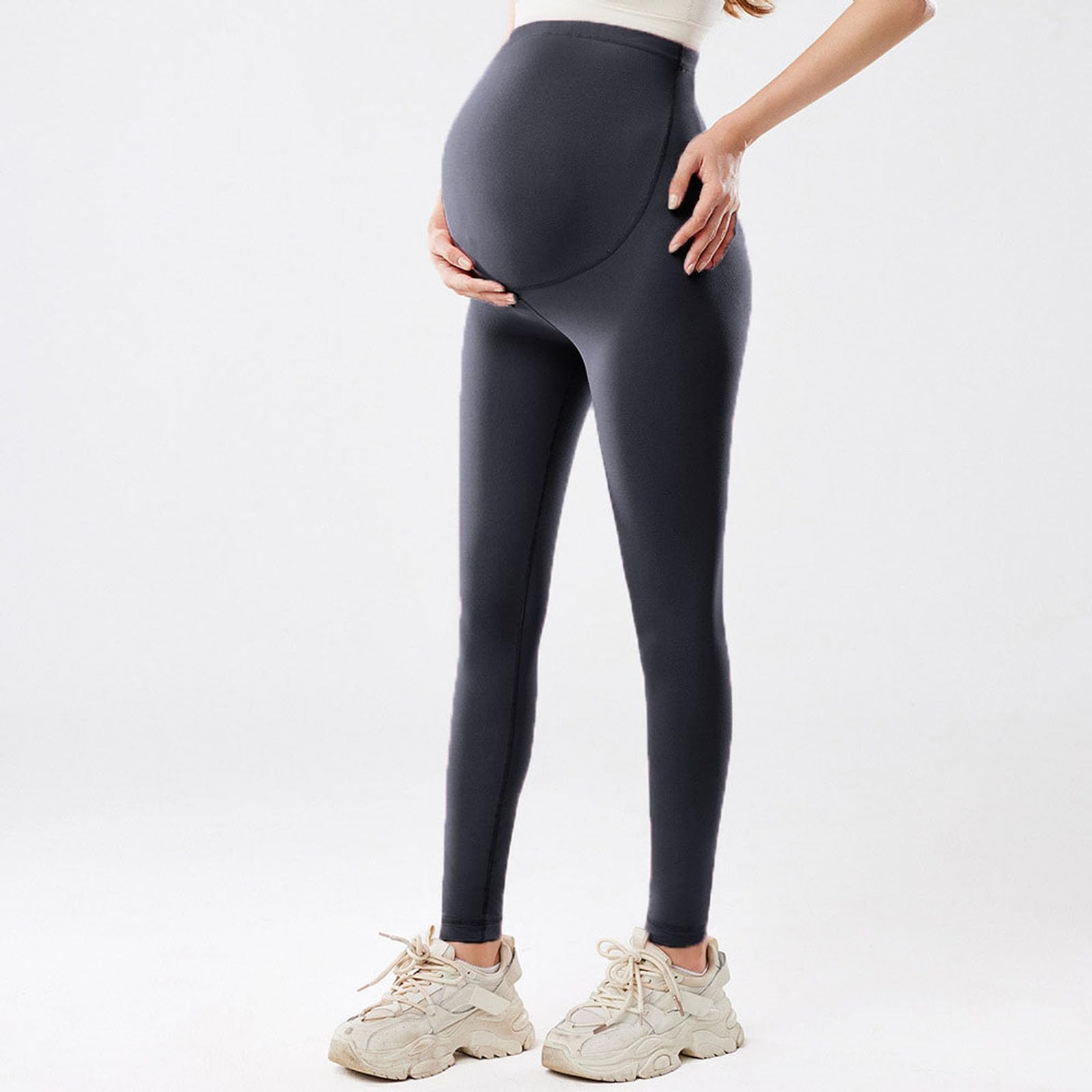 HAOLEI Paquete de 2 Leggings de Maternidad para Mujer Cintura Alta Leggings Premamá Push Up Suaves Cómodos Pantalones de Yoga de Maternidad Casual Elástico Mallas Deporte para Embarazo