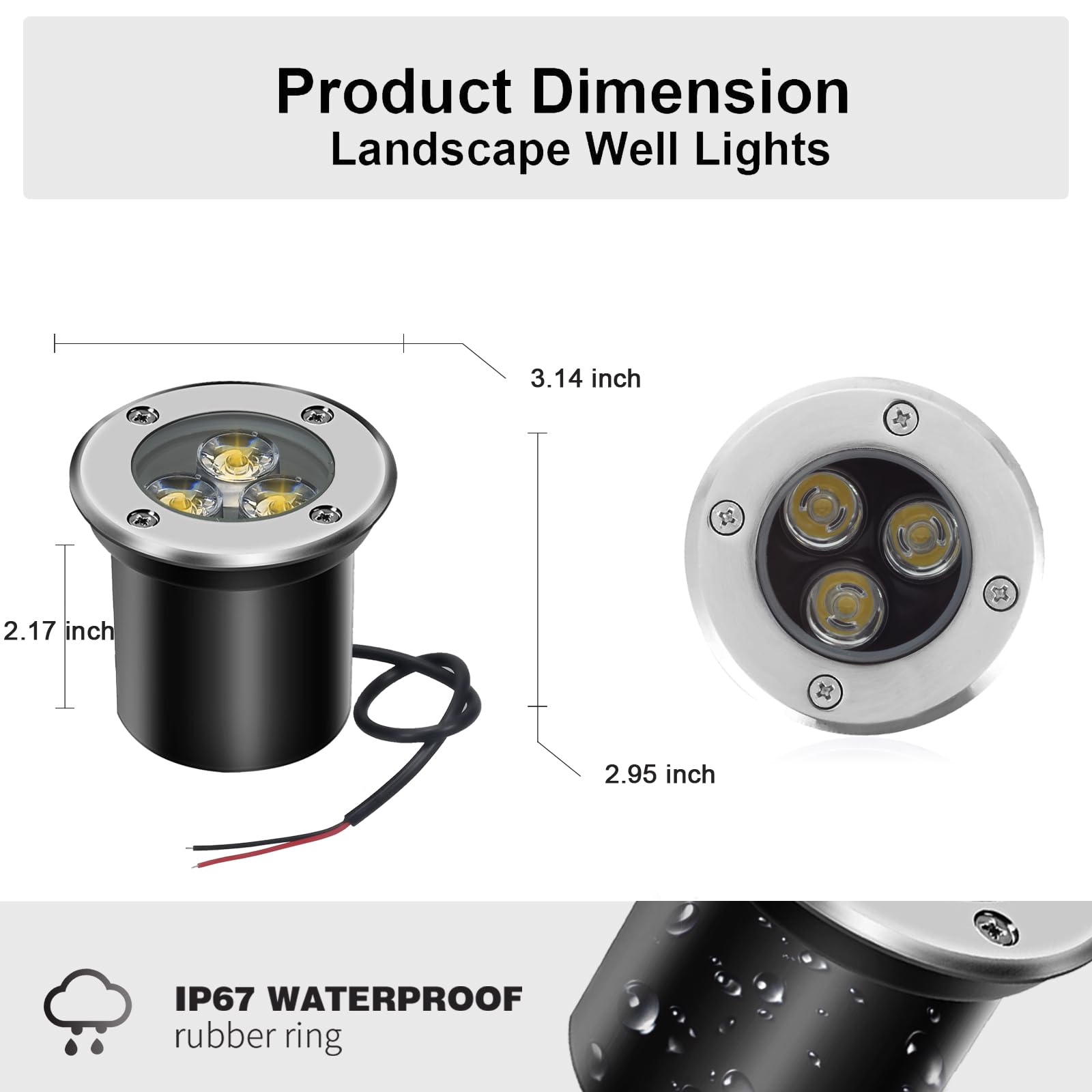 Światła LED 3 W w ziemi, zasilane siecią, zewnętrzne światła podziemne, zakopane światła 12 V, 24 V, P67, wodoodporne, niskonapięciowe światła krajobrazowe do ogrodu, na patio, schody, ścieżkę