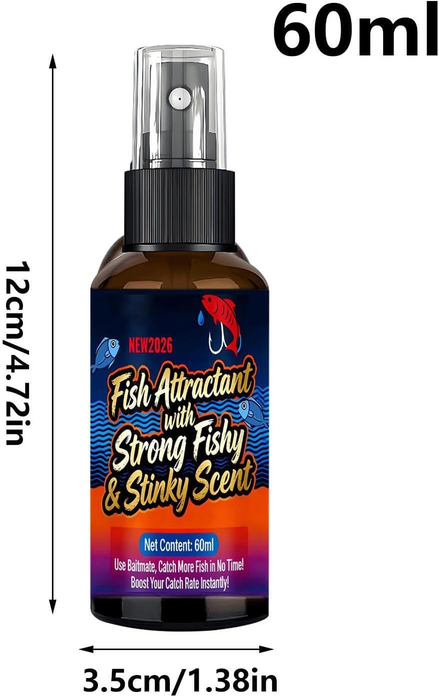 Bait Fish Attractant 60ml Liquid Lures Additive with Fishy Stinky Scent | Fish Attractant Liquid for Bass Trout Carp Cod Lakes Rivers Reservoirs Sports Outdoors