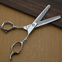Vista 5 de Tijeras de corte de pelo de acero de dos lados para adelgazar los dientes de corte de peluquería peluquería peluquería salón de afeitar