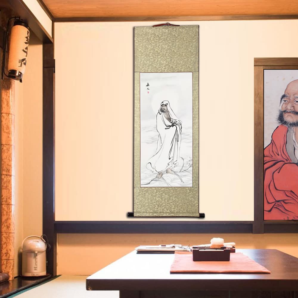 Amazon.co.jp: 画家手描き 掛軸 掛け軸 おしゃれ 水墨画 菩提達磨大師 