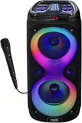 Caixa de Som Moob Wave Bluetooth 5.0 Tws 2 Alto Falantes Painel Led e Entrada para 2 Microfones 500w