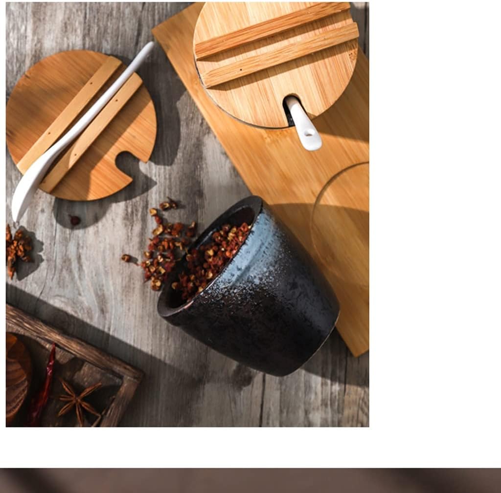 Se Jars Ceic Seasoning Jar Set Combinat with Spoon Cover Japanese Retro Box Bottle Condiment Salt Chili Oil Containers