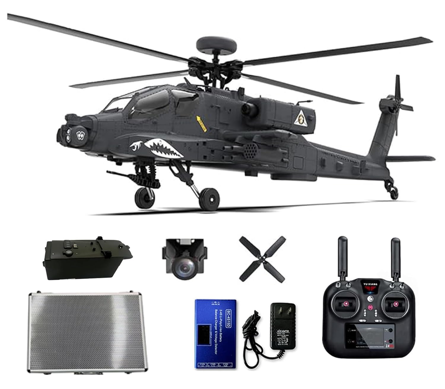 YUTT 1/32 F11-S AH64 RC helikopter z kamerą, RC dwuosiowy co-drive Flybarless 6G/3D Stunt Apachhe model śmigłowca wojskowego (wersja RTF GPS)