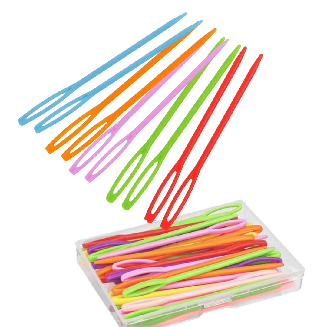 Artonezt 50 PCS Large Eye Sewing Needles, 2.75 Inch Plastic Weaving Yarn Needles for Learning, Safety Embroidery, Kids DIY Sewing, Handmade Crafts