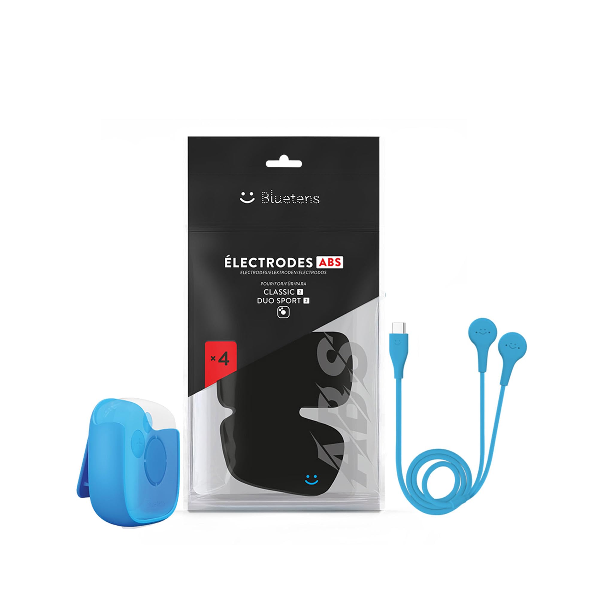 Kit de Abdominales Bluetens: Clip para Electrodos Abdominales + Electrodos