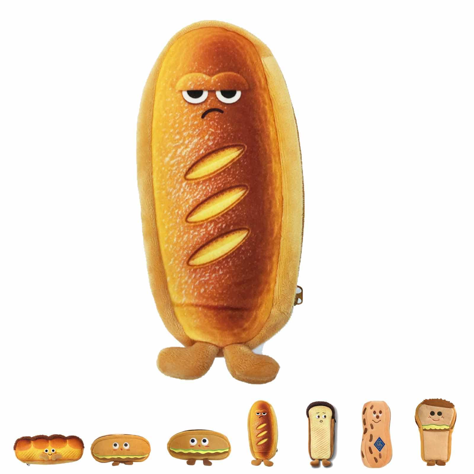 WIWIDANG Kawaii Pencil Case for Girls Boys, Large Capacity 3D Embosses Food Pen Pouch, Big Capacity Cute Kawaii Pencil Case, Funny Bread Toast Plush Pen Case (Style B)