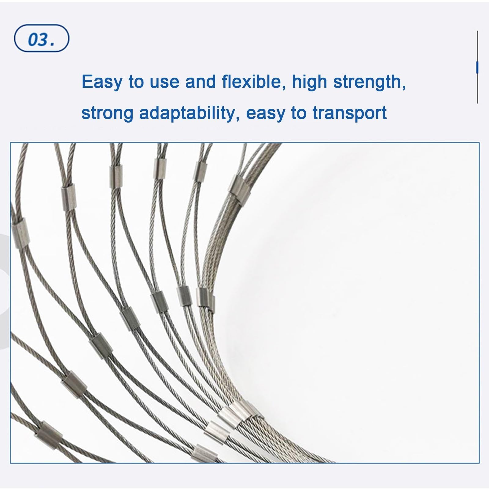 Edelstahl-Seilnetz, flexibles Kabel-Sicherheitsnetz(L0.6xW1m/L1.96xW3.28ft)