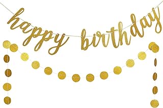 Gold Glitter Happy Birthday Banner Happy Birthday Gold Banner, Happy Birthday Sign Backdrop for Gold Birthday Party Banner Decorations Supplies