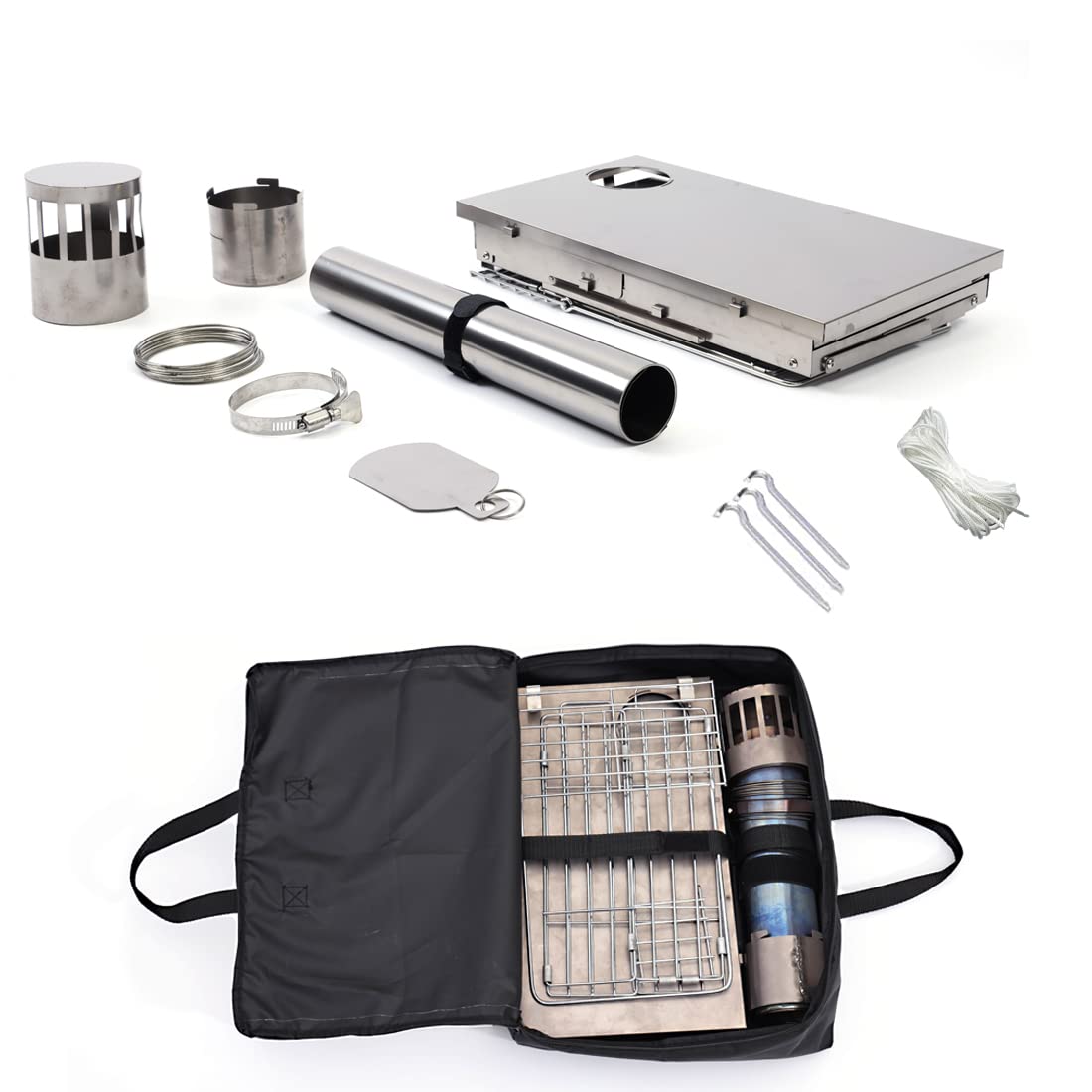 Kcelarec Camping Tent Stove, Outdoor Wood Burning Stove with Chimney