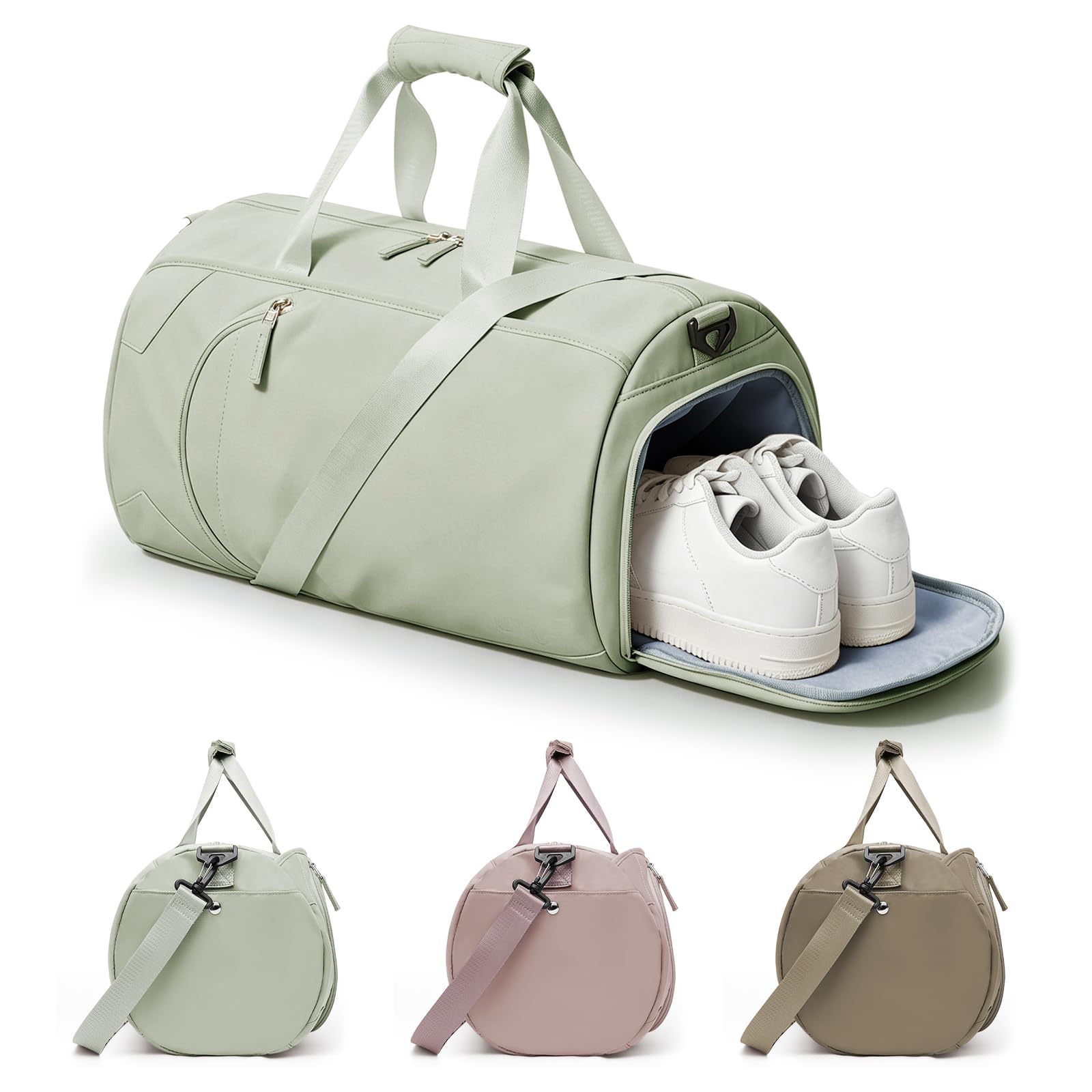 WISEPACK Gym Bag for Women with Shoe Compartment Travel Duffel Bag Green