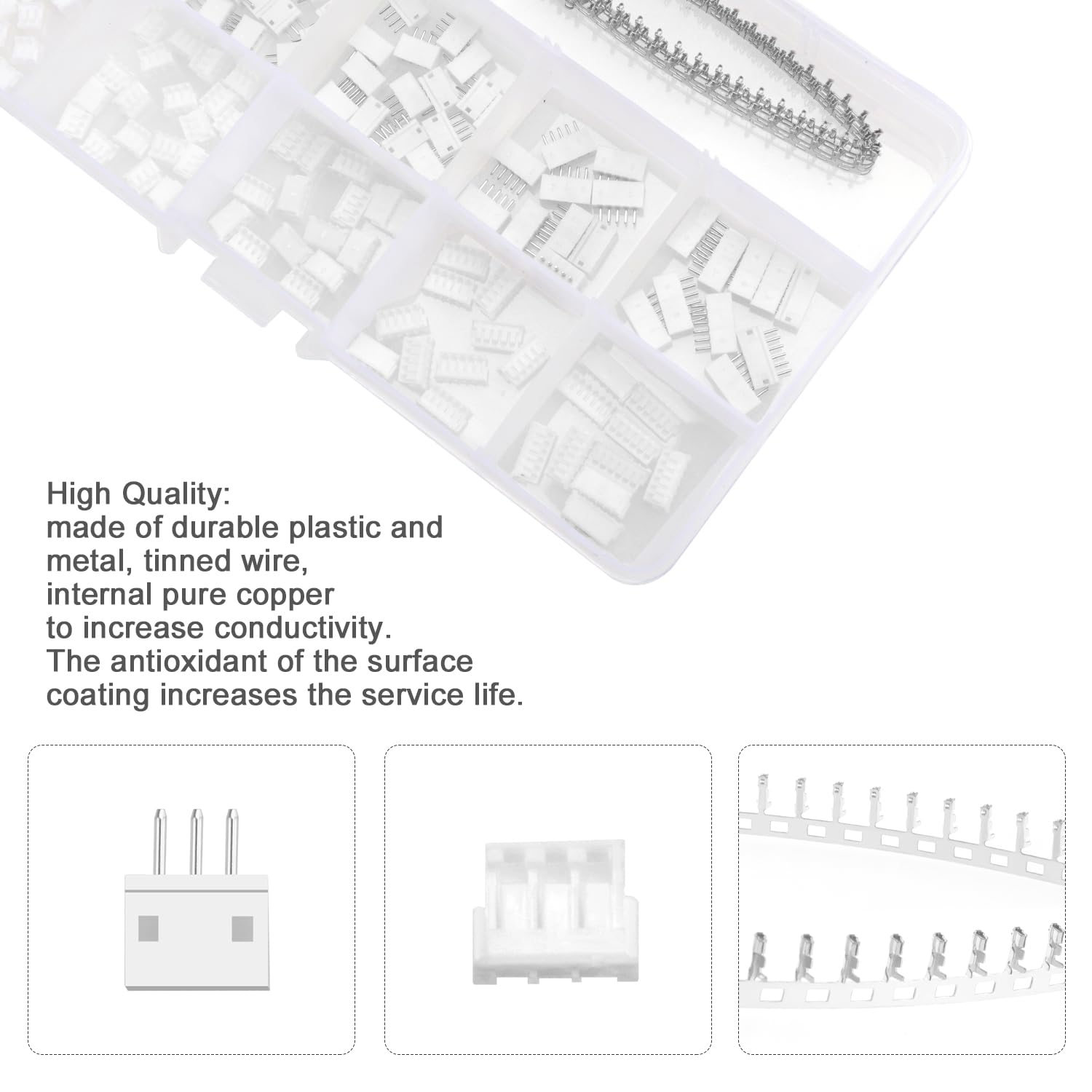 420 Piezas Kit de Conectores JST de 1.5 mm, JST-ZH 2/3/4/5/6 Pin Cable Adaptador Conector Socket Macho y Hembra, con Terminal de Crimpado Pin - 4