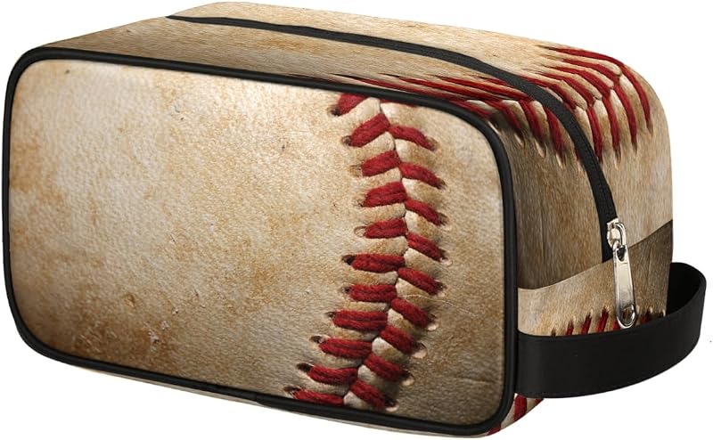 Necessaire infantil de viagem Ackutea Retro Baseball Sports com zíper e alça para pendurar, 20,07 cm x 11,18 cm x 13,46 cm, 1 unidade