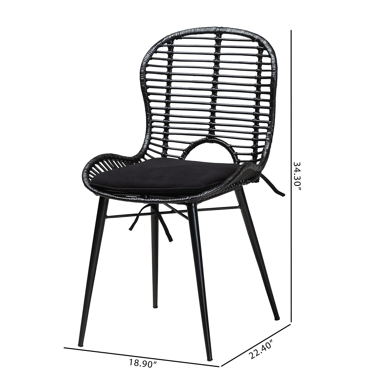 Brenna - Silla de comedor de ratán bohemia, color negro, 2 juegos (231-2P-12827-HT) 9
