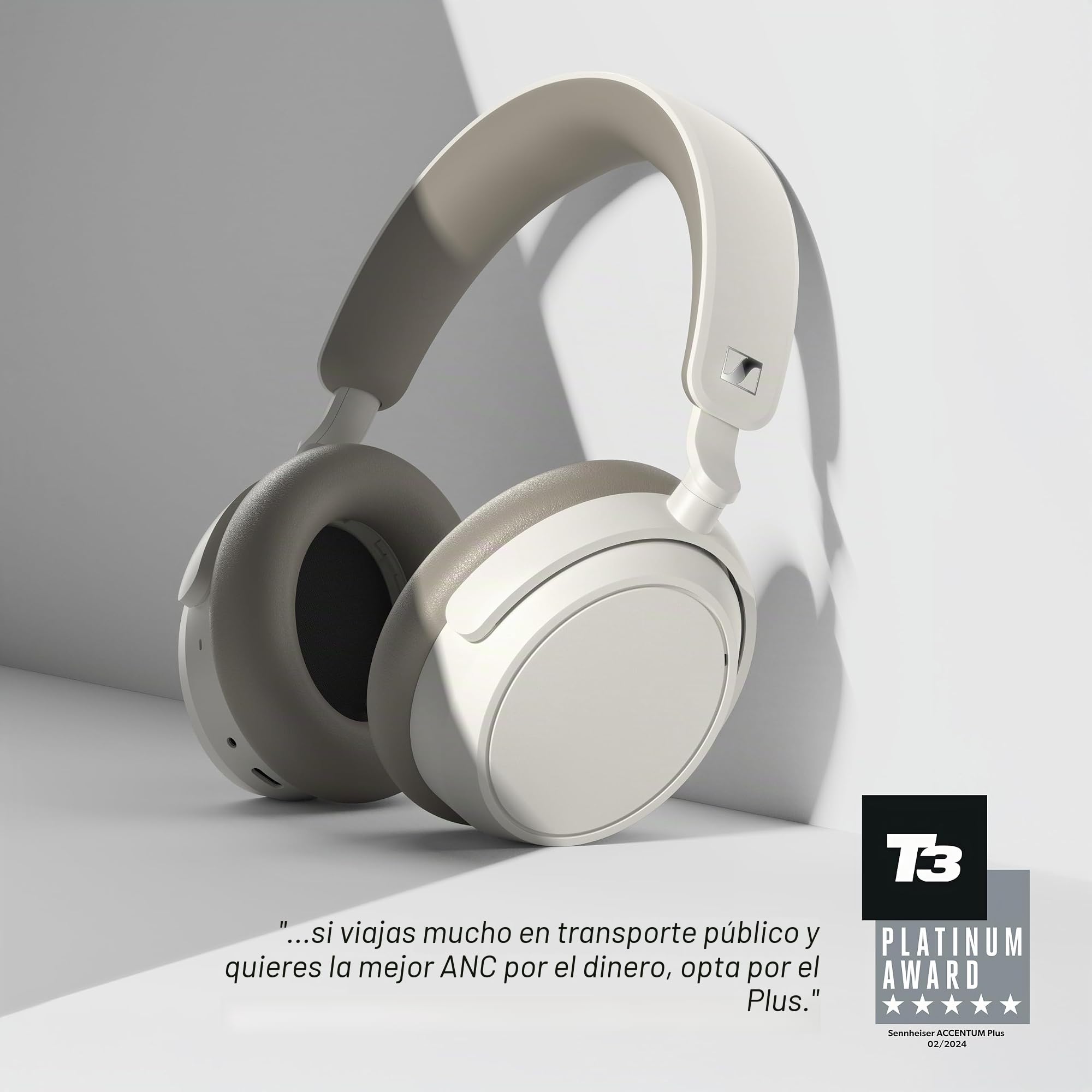 Sennheiser ACCENTUM Plus - Auriculares Bluetooth inalámbricos, función de Carga rápida, batería de 50 Horas de Tiempo de reproducción, ANC híbrido Adaptable, Color Blanco