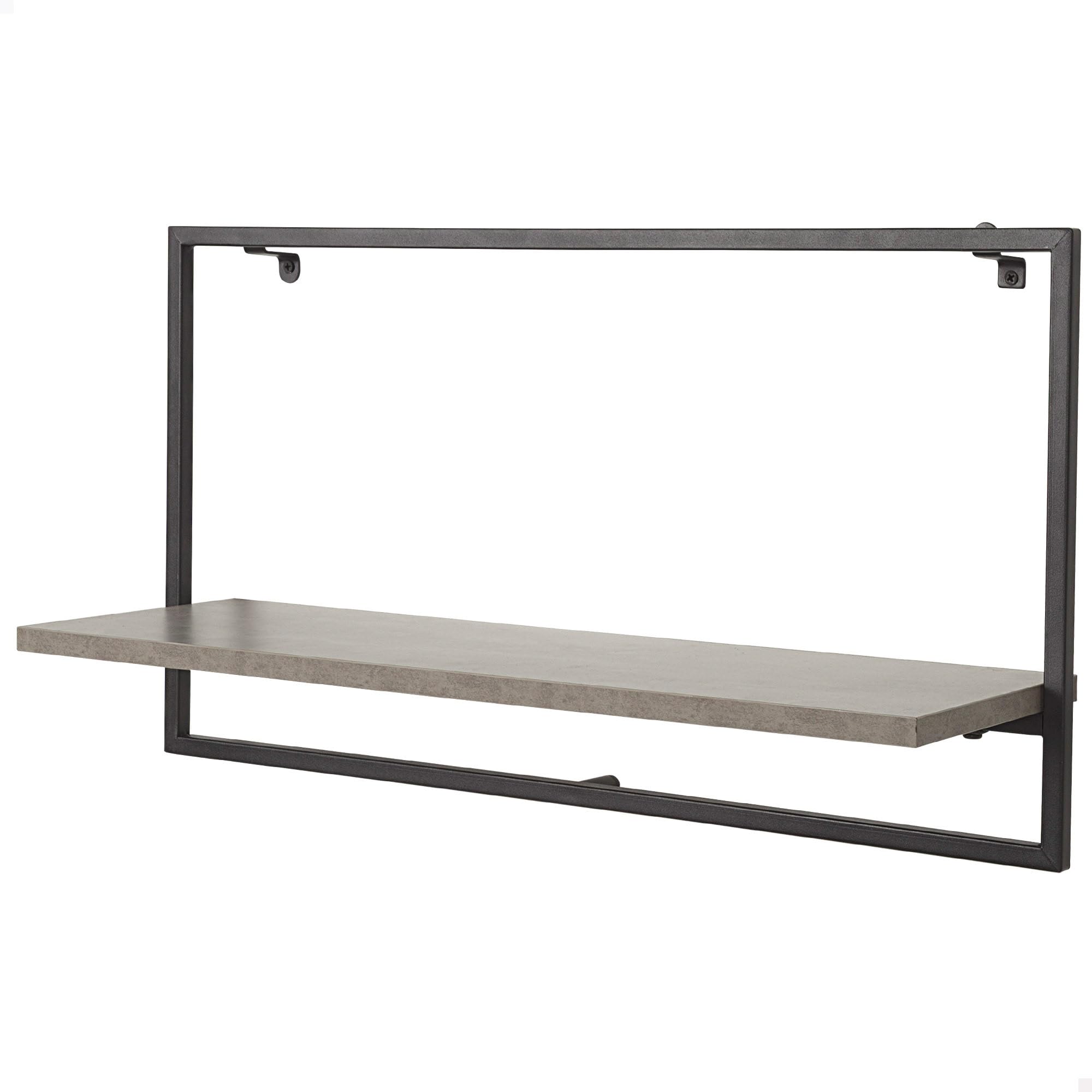 AKTIVE MAX Home Wall Shelf, Maximum Weight Supported 5 kg, with Shelf, Cement Effect, Black Metal Frame, Rectangular Design, for Living Room, Entrance, Bedroom, Kitchen (18481)