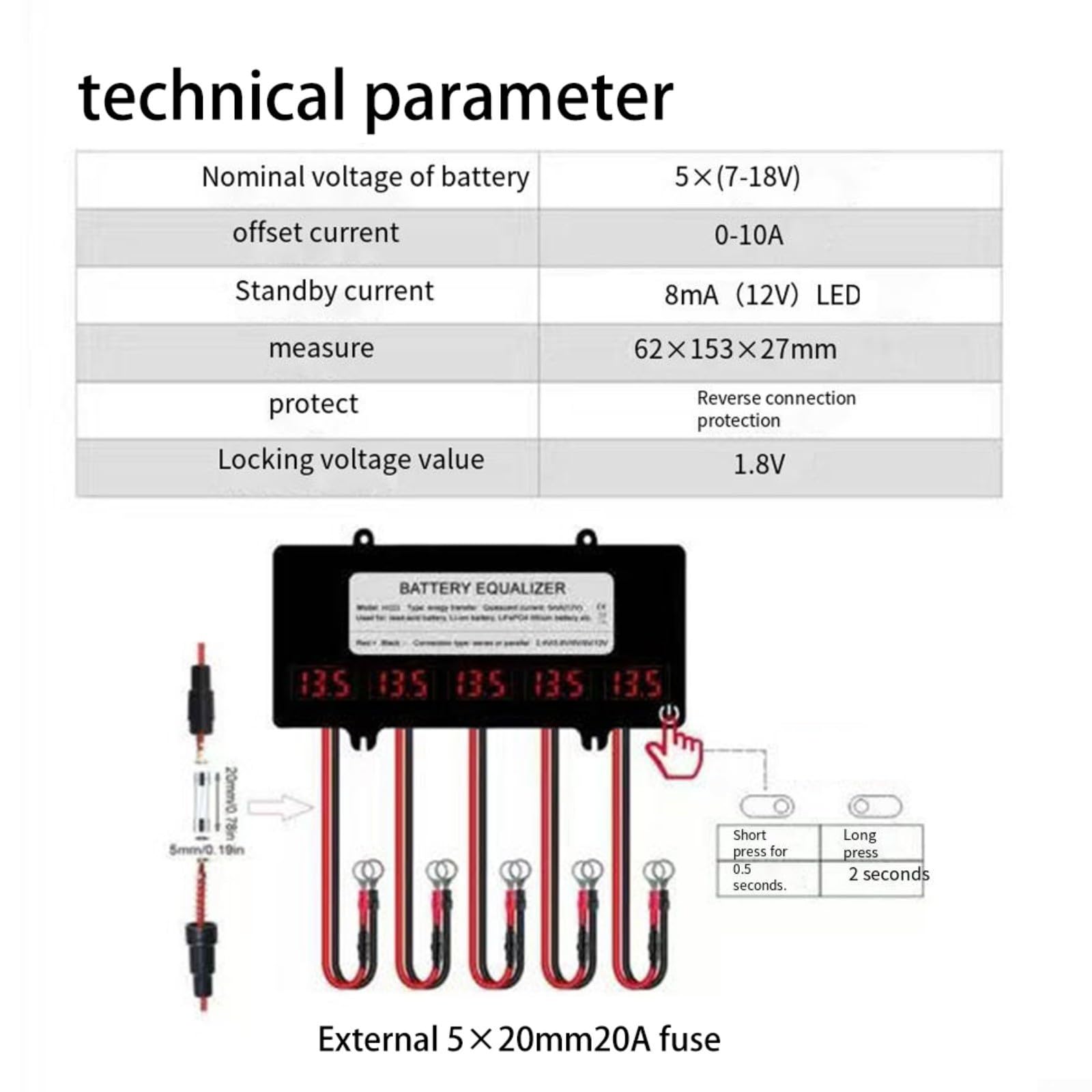 Balancer 60 V pour 5 cellules, compensateur de tension avec équilibrage M8