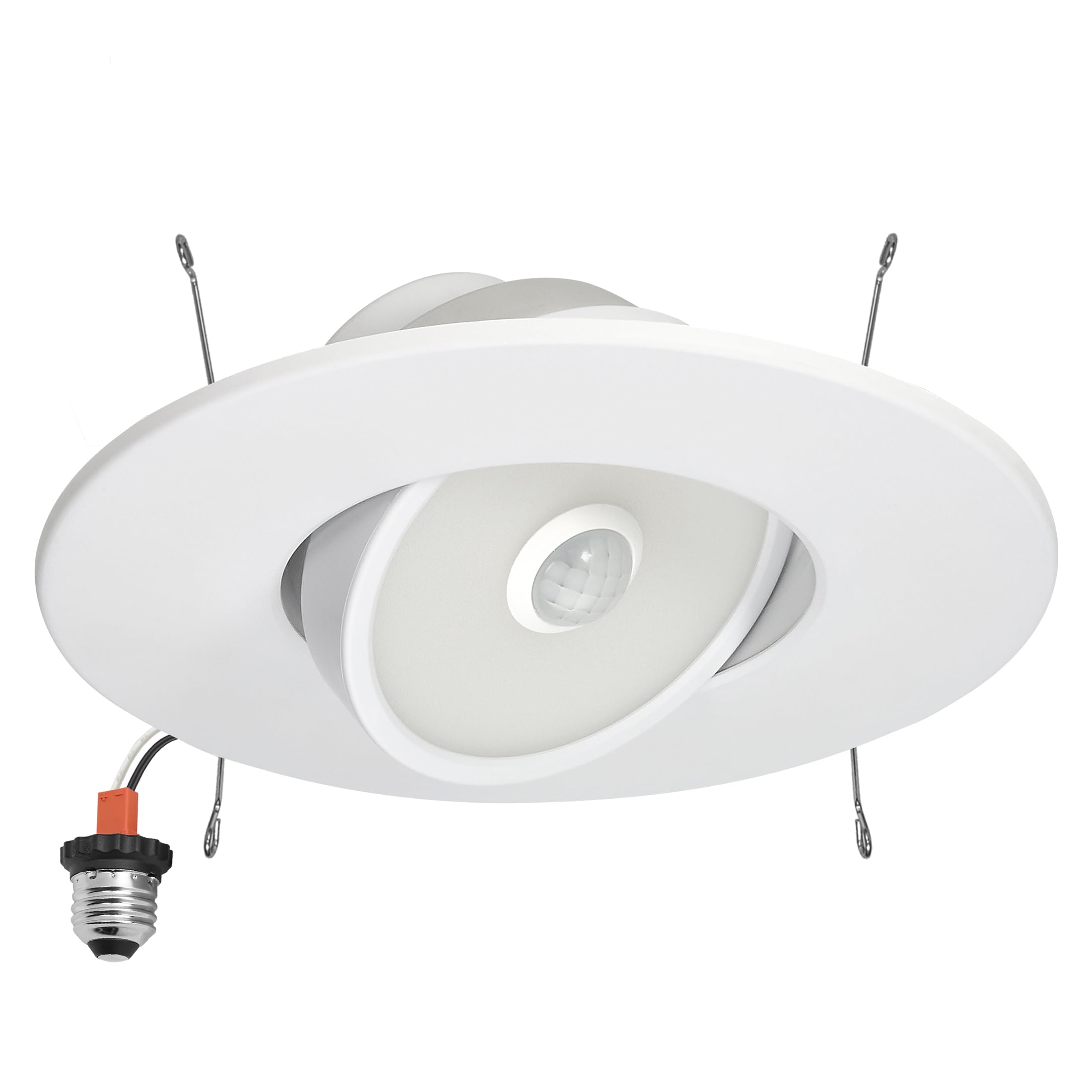 Maxxima 5 in. & 6 in. Adjustable Retrofit LED PIR Motion Sensor Gimbal Downlight - 1200 Lumens, 14 Watts, 5 CCT 2700K/3000K/3500K/4000K/5000K, 35°