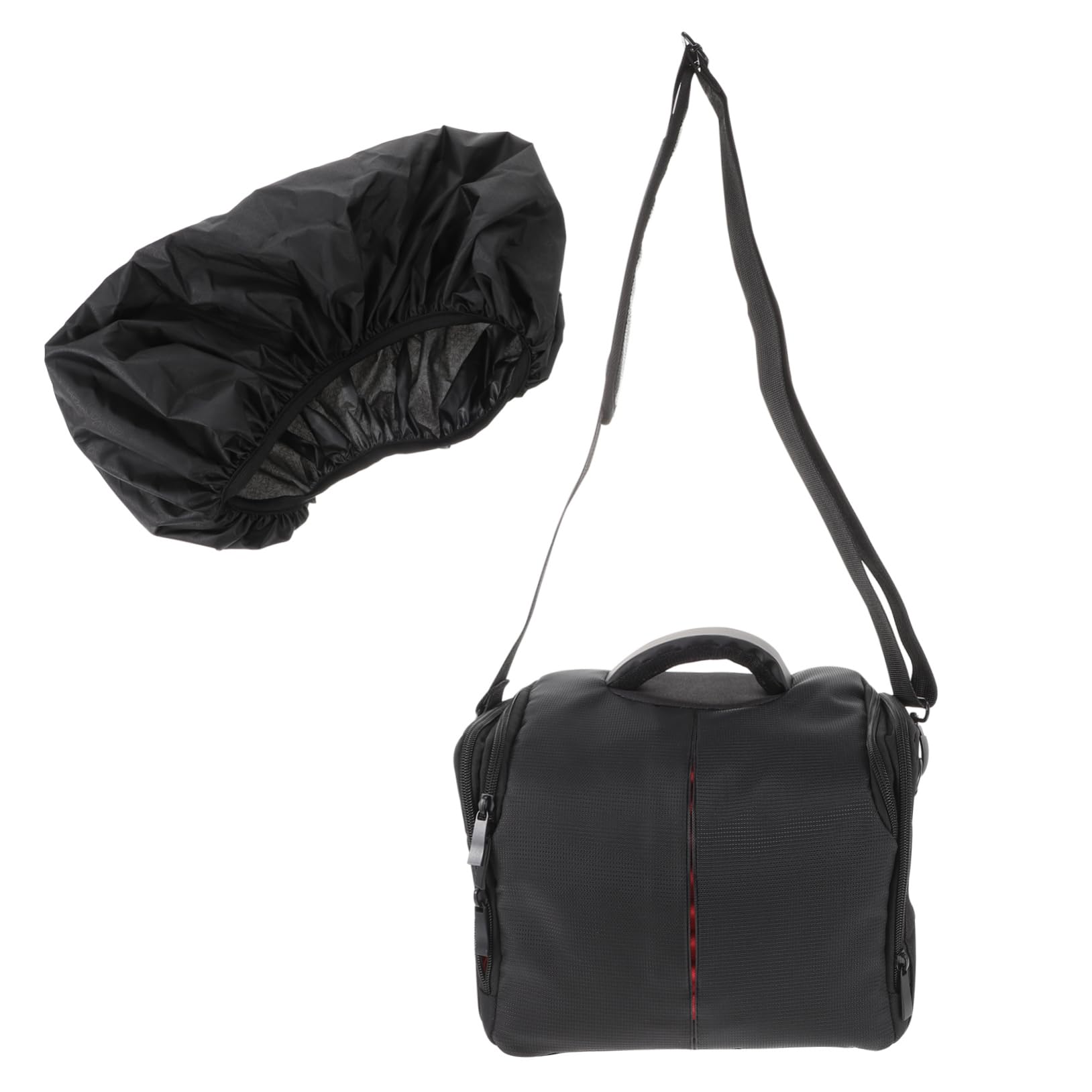 Borsa per Fotocamera Reflex, Borsa a Tracolla Nera in Nylon e Pvc, Antiurto, Tracolla Regolabile e Tasche Interne