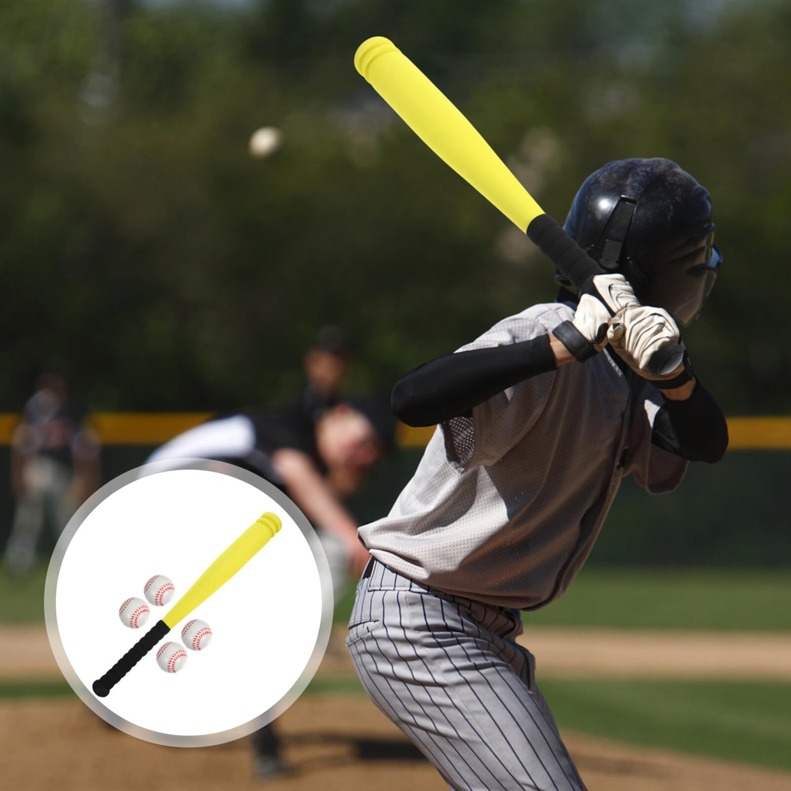 Batte de baseball pour enfants en mousse avec 4 balles de 53 cm - Batte de baseball de sécurité en plastique - Pour enfants, tout-petits, garçons et filles