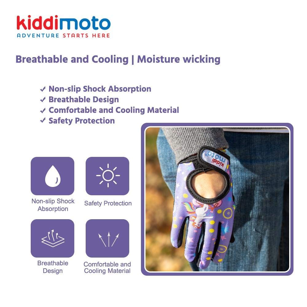 Kiddimoto Kids Cycling Gloves Anti-Slip Full Finger Kid Mountain Bike Gloves for Boys and Girls BMX, MTB Riding, Gymnastics, Scooters, Skateboard
