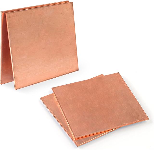 ANOTHEEE 1Pcs 10cm x 10cm x 0.1cm Copper Sheets, Metal Copper Sheet Plate, Industrial Materials Pure Copper Sheet Metal for Jewelry, Crafts, Repairs, Electrical