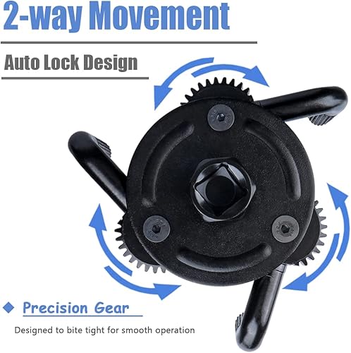 Miniatura 6 de Mesee Llave de filtro de aceite redonda de 3 mandíbulas, herramienta de extracción de filtros de aceite de dos vías ajustable universal para