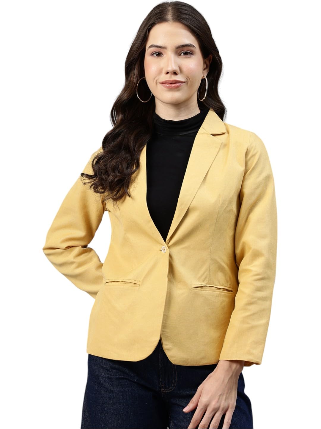 cottinfab Solid Single-Breasted Semiformal Blazer-picture-17