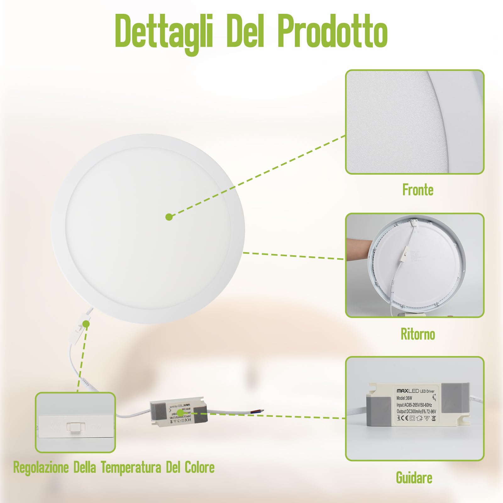 Plafoniera LED Soffitto 36W 2900LM 3CCT 3000K/4000K/6000K Impermeabile Lampada da Soffitto IP44 Plafoniera Bagno Non Dimmerabile Alluminio Φ400mm x 30mm