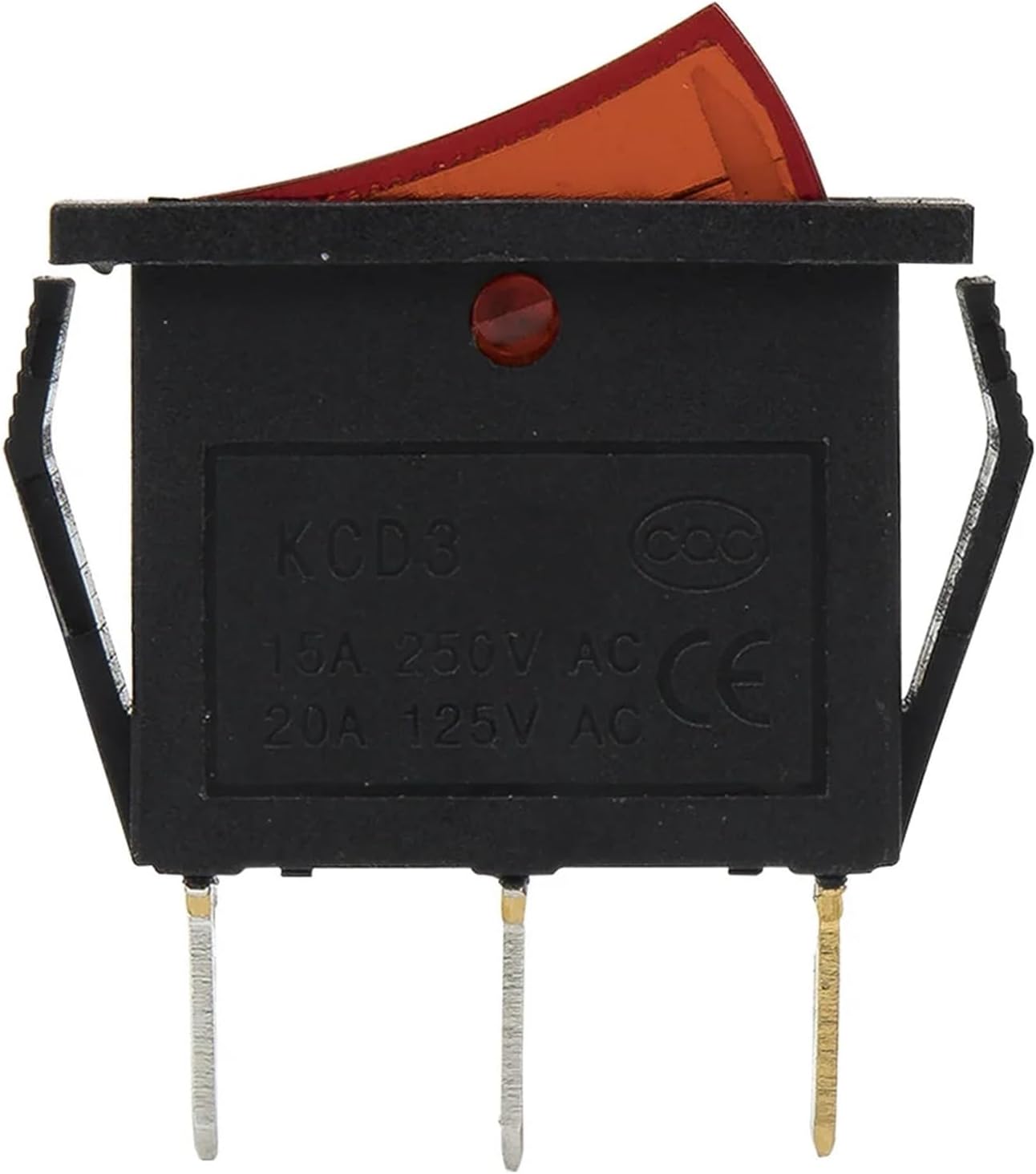 50pcs / lot KCD3-102N perforate 26 x 11 mm 3 pin ON - ON Boat Rocker Switch Power with 220V Light(Rojo)