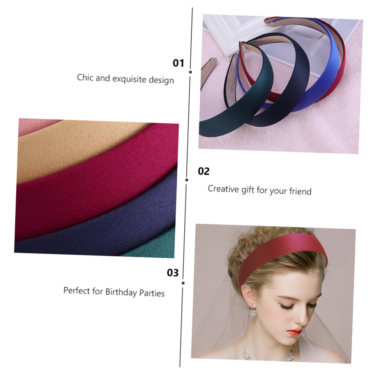 Didiseaon 15pezzi Cerchietto Ampio Colori Solidali Accessori Pratici Per Donna e Ragazza Per Occasioni e Attività Quotidiane