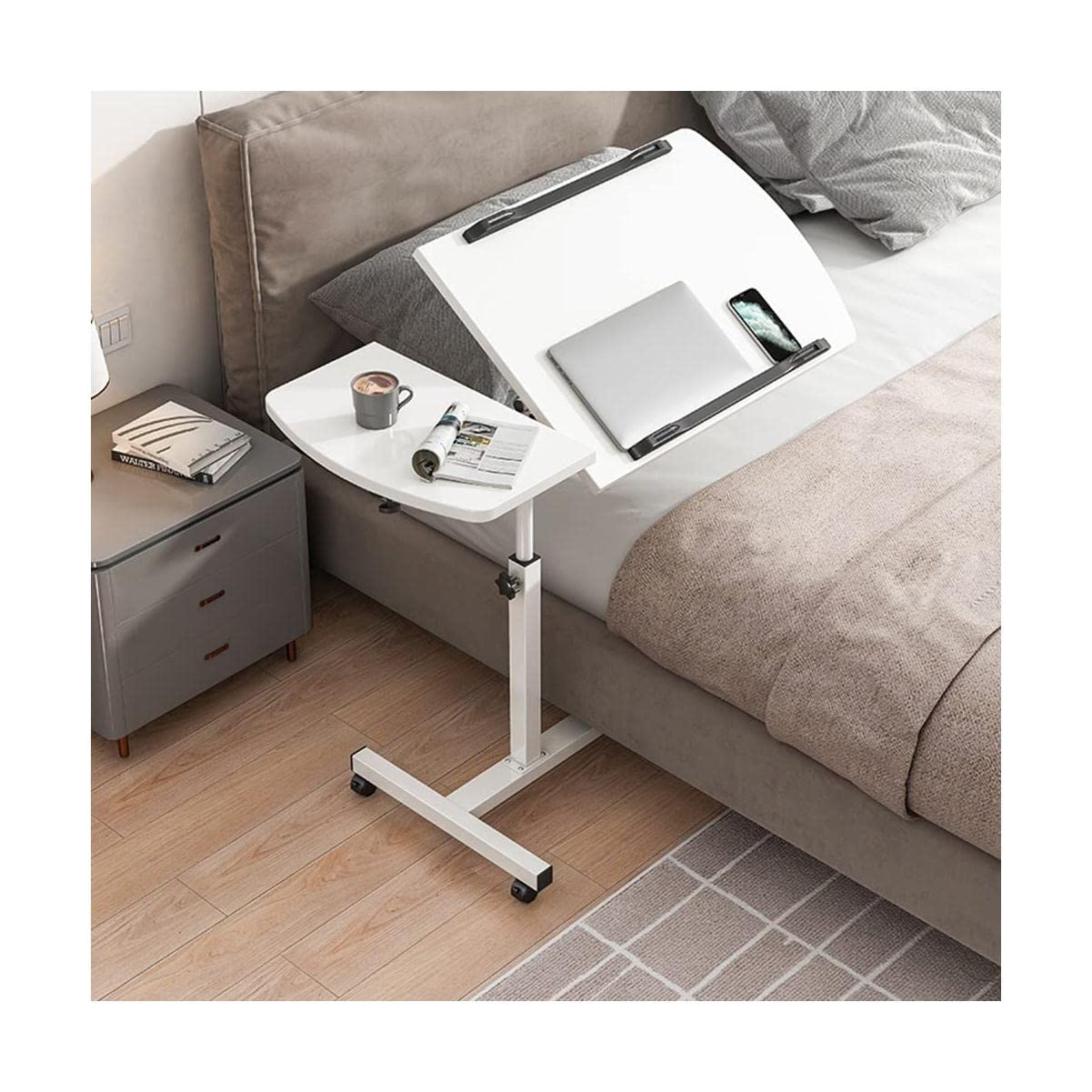 Table de lit inclinable et réglable avec roulettes pour ordinateur