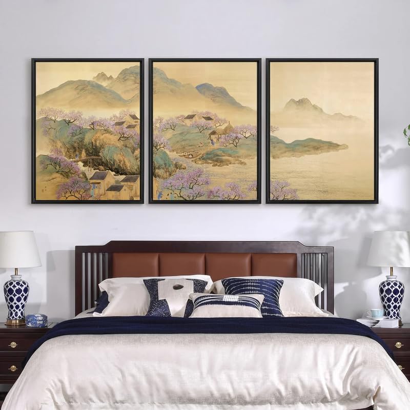 Tableau triptyque paysage asiatique sur toile A4 BensArt