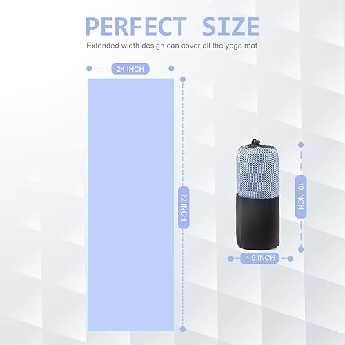 Miniatura 7 de Eunzel Paquete de 2 toallas de yoga caliente, toalla antideslizante para esterilla de yoga con puntos de agarre de fibra adhesiva absorbente de