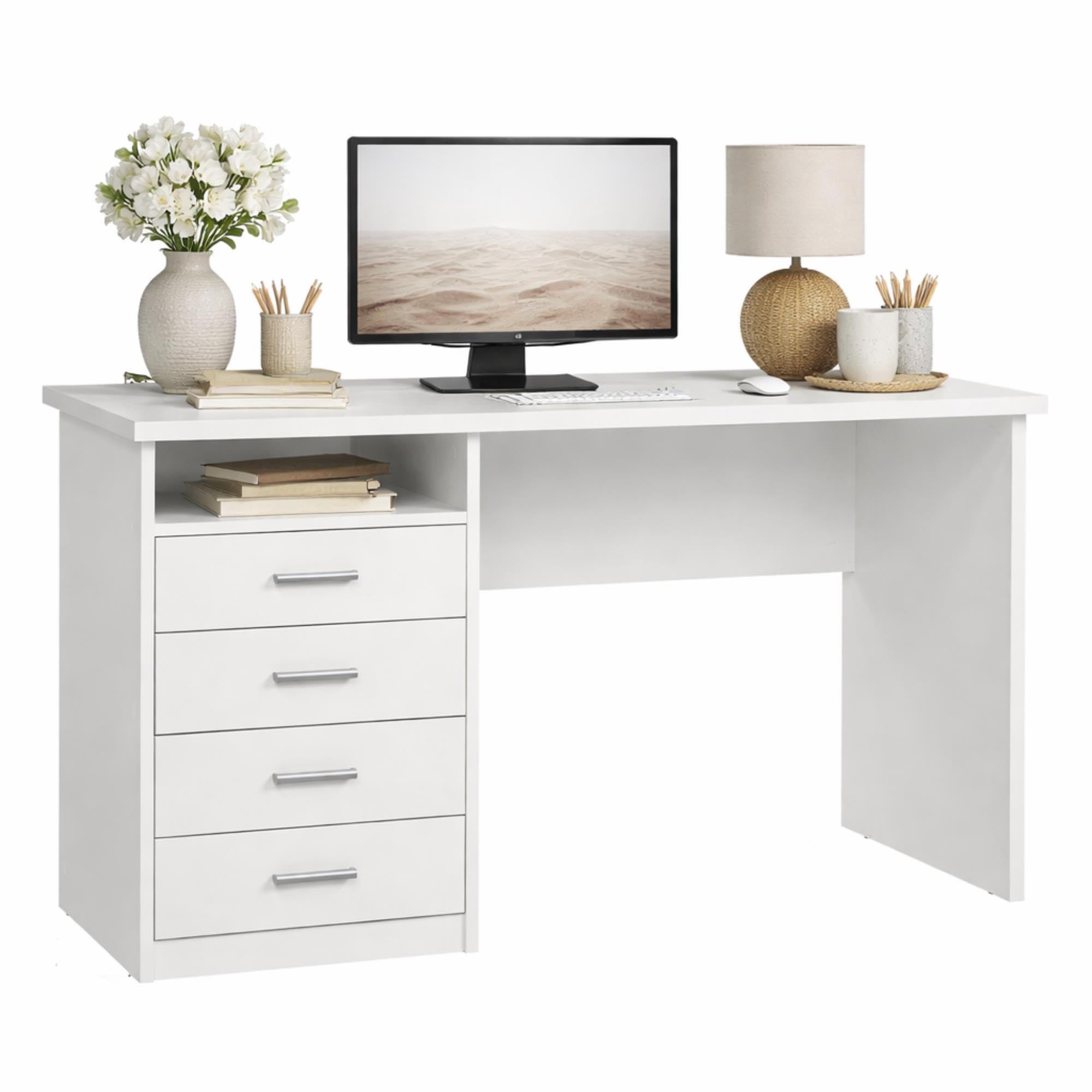 Escritorio Segre White Mesa de Estudio con 4 Cajones en Color Blanco 111 x 49 x76 cm